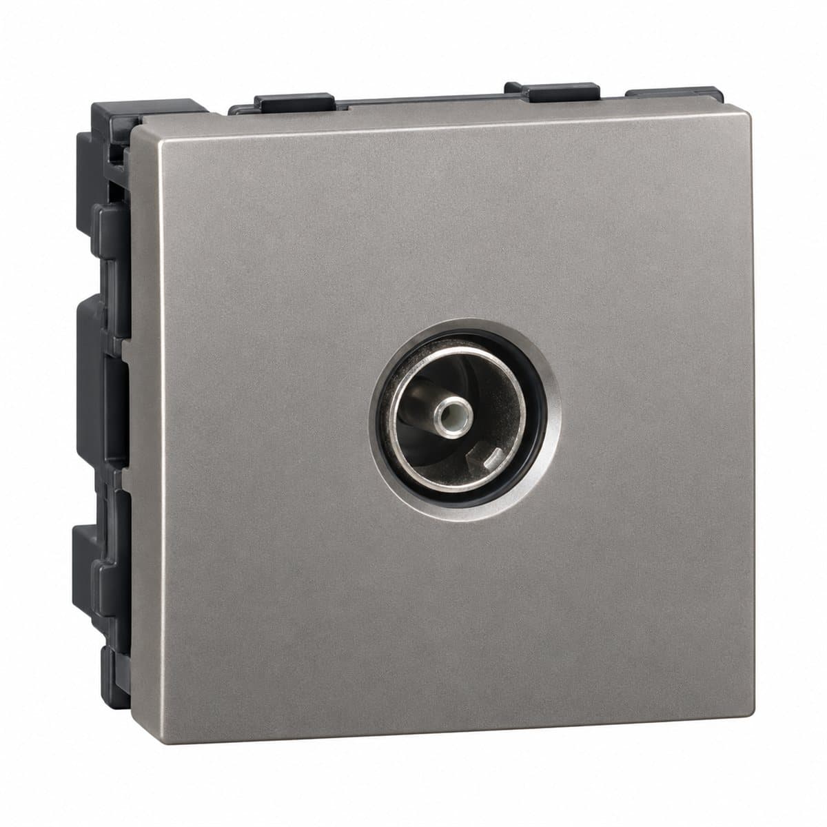 Ổ cắm TV đơn Mallia Senses Legrand trên nền trắng, ảnh sản phẩm chính diện