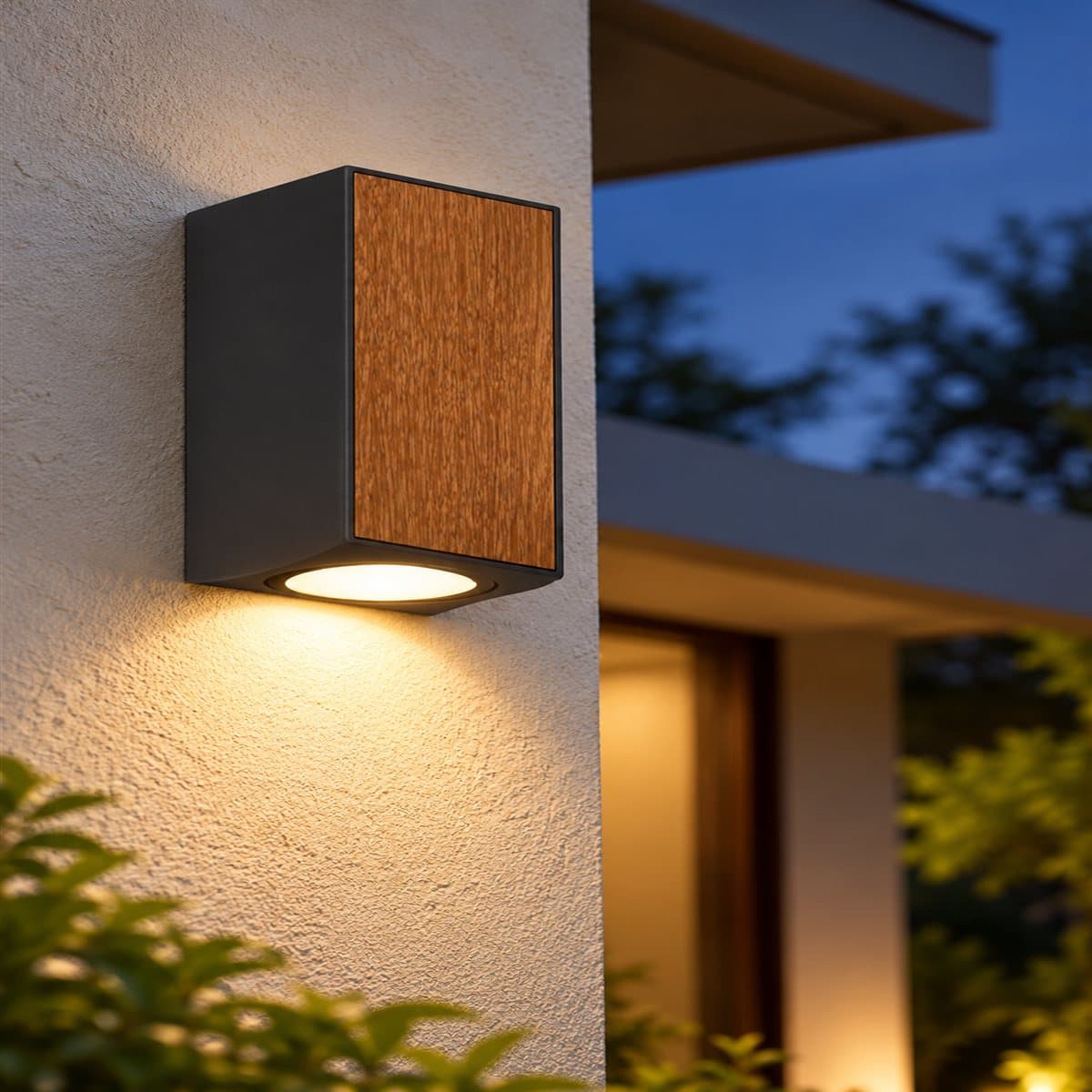 Đèn gắn tường ngoài trời LED NBL2621WD Panasonic đã lắp đặt, đang chiếu sáng