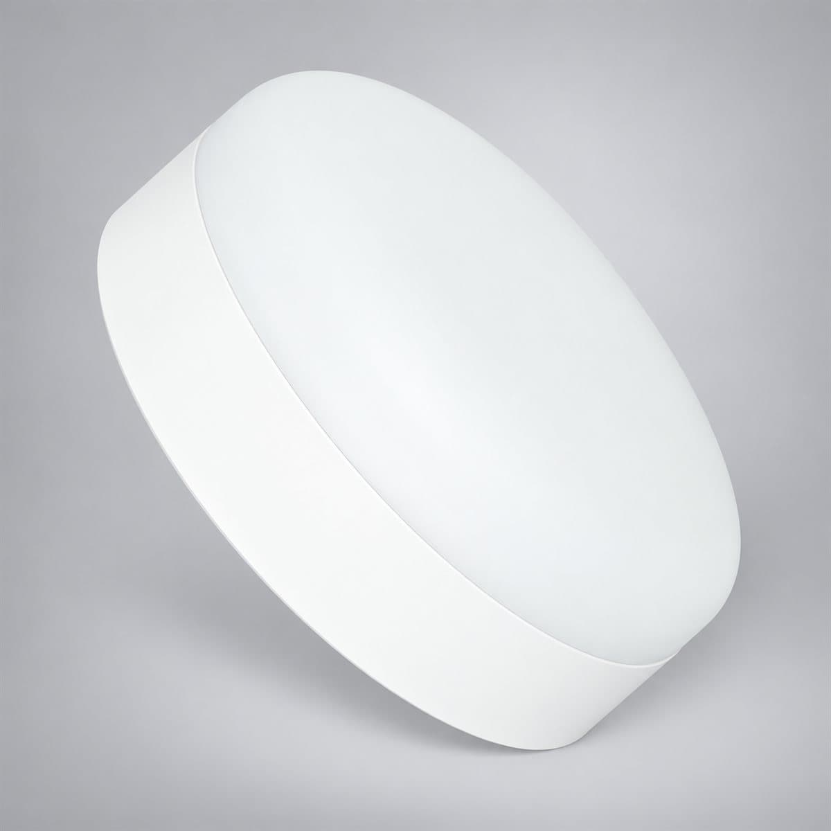 Đèn panel ốp trần nổi tràn viền tròn Panasonic chụp góc nghiêng 3/4, thấy rõ thân và cạnh bên