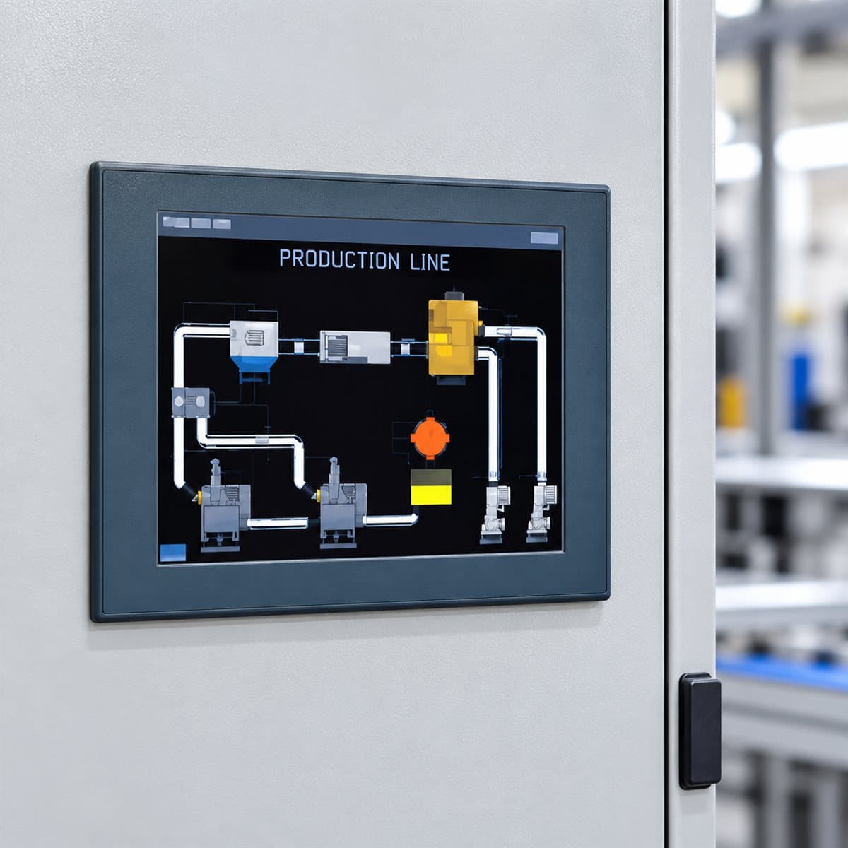 Màn hình cảm ứng HMI Harmony GTO Schneider đã lắp đặt trong nhà