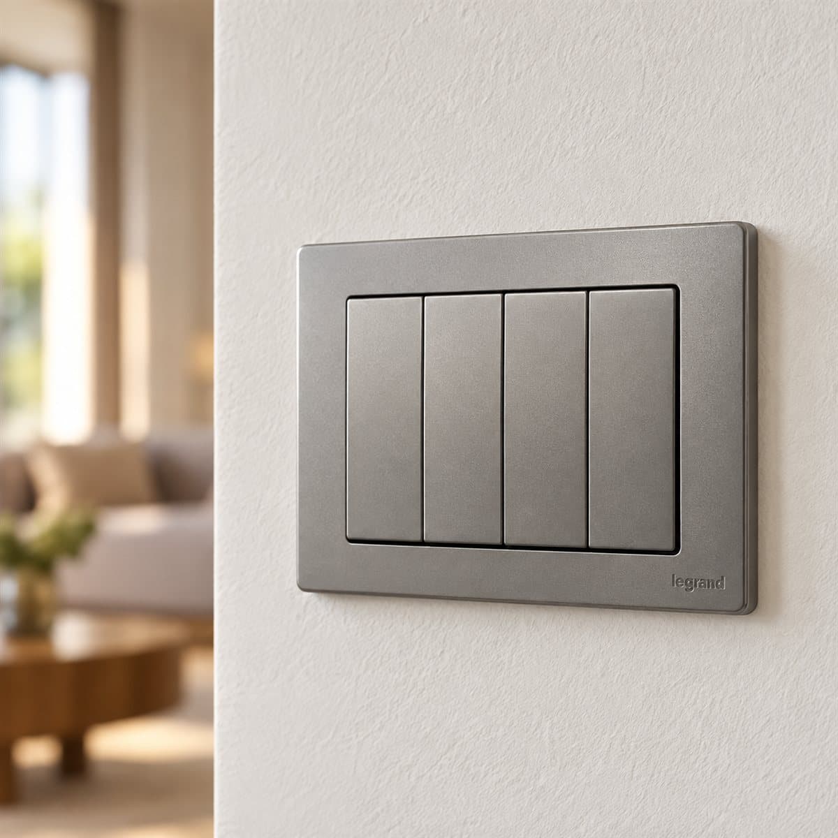 Công tắc bốn 2 chiều Mallia Senses Legrand đã lắp đặt trong nhà
