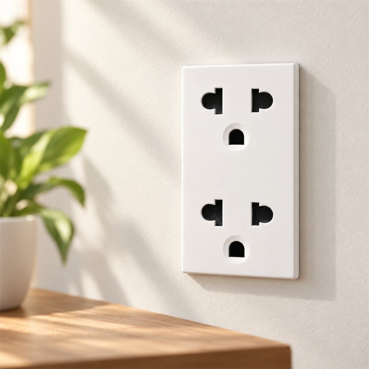 Ổ cắm đôi 3 chấu S-Flexi size L Schneider đã lắp đặt trong nhà