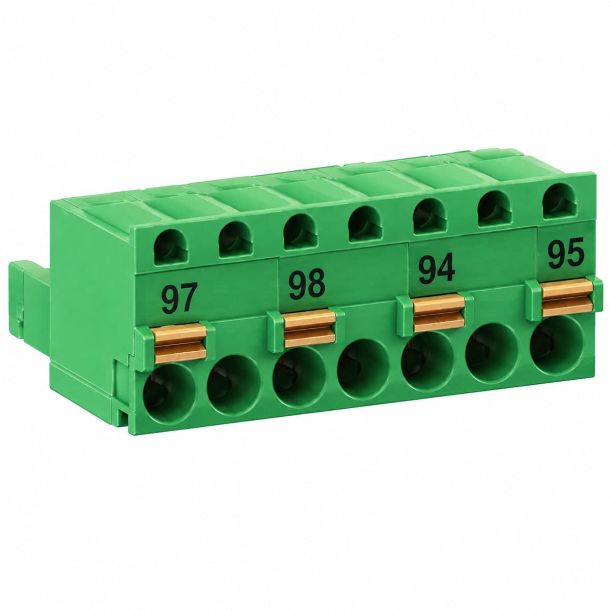 Bộ chuyển đấu nối push-in TeSys Giga Schneider trên nền trắng, ảnh sản phẩm chính diện