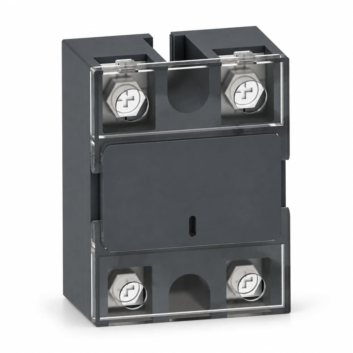 Rơ le bán dẫn 1 pha SSP1 Schneider trên nền trắng, ảnh sản phẩm chính diện