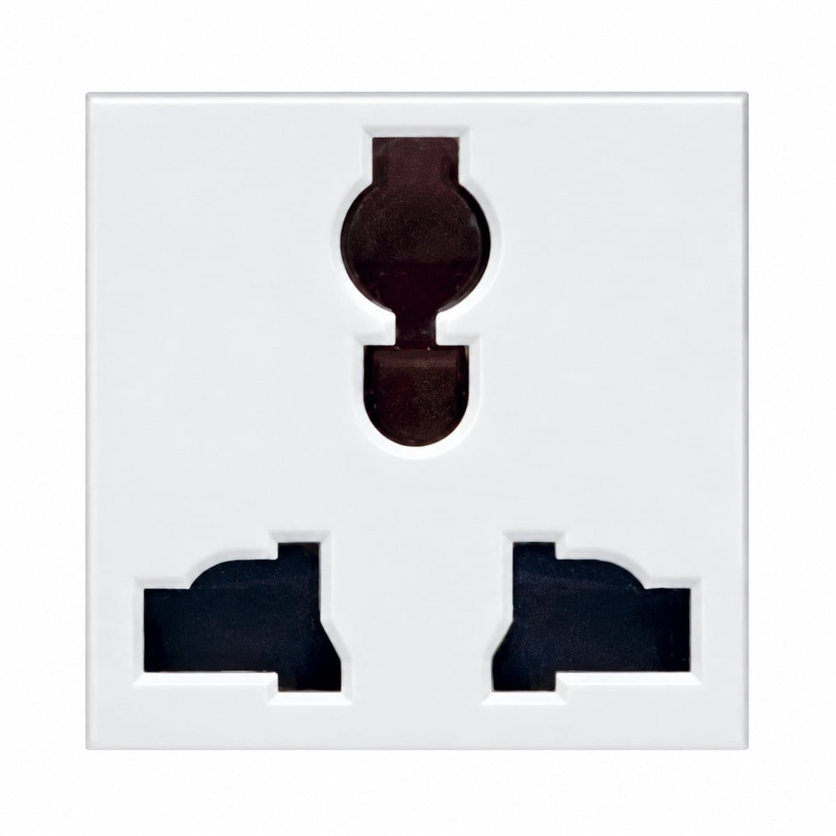 Ổ cắm đơn đa năng, 1.5 mô-đun Rivia Legrand trên nền trắng, ảnh sản phẩm chính diện