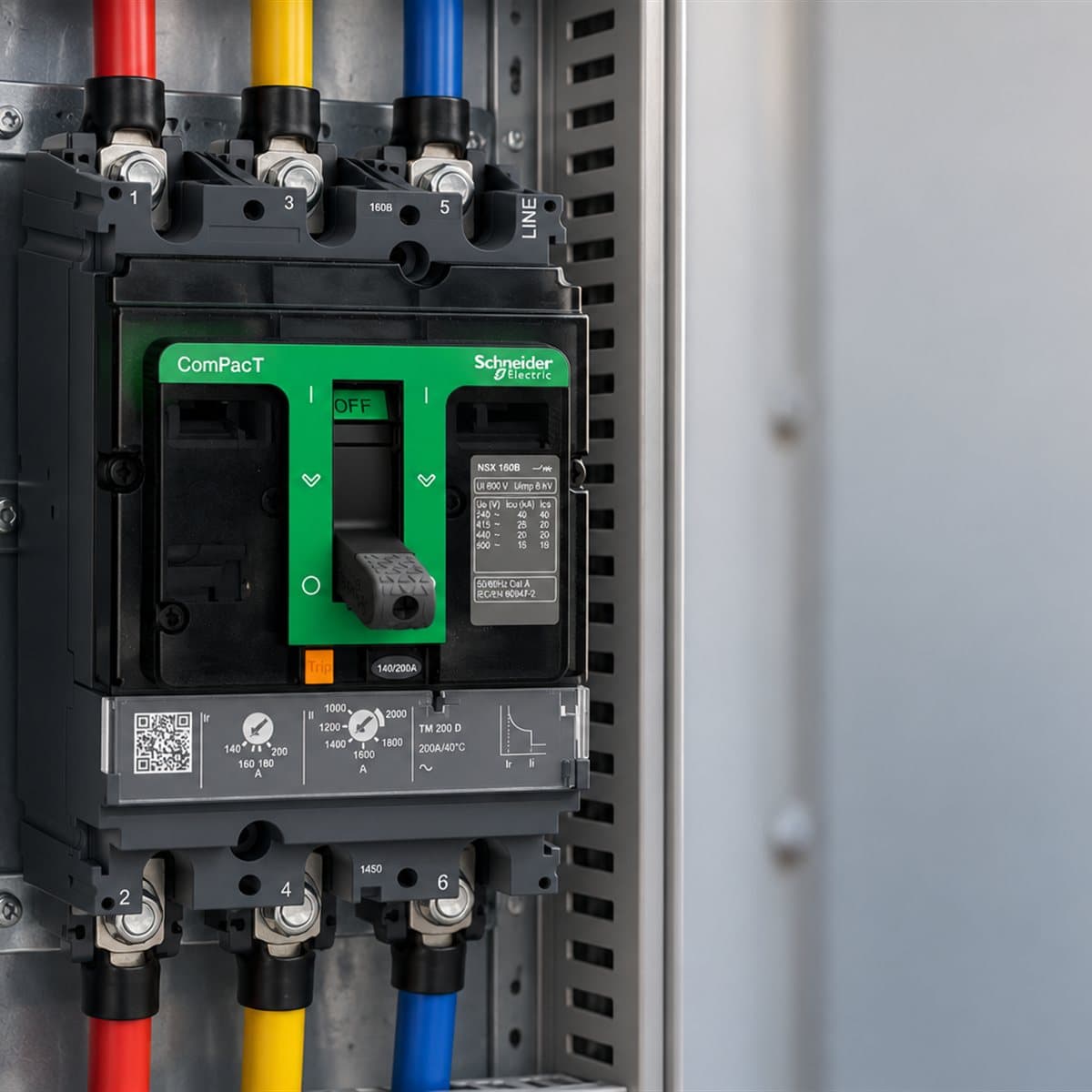 MCCB ComPacT NSX160 B/F cố định Schneider đã lắp đặt trong nhà