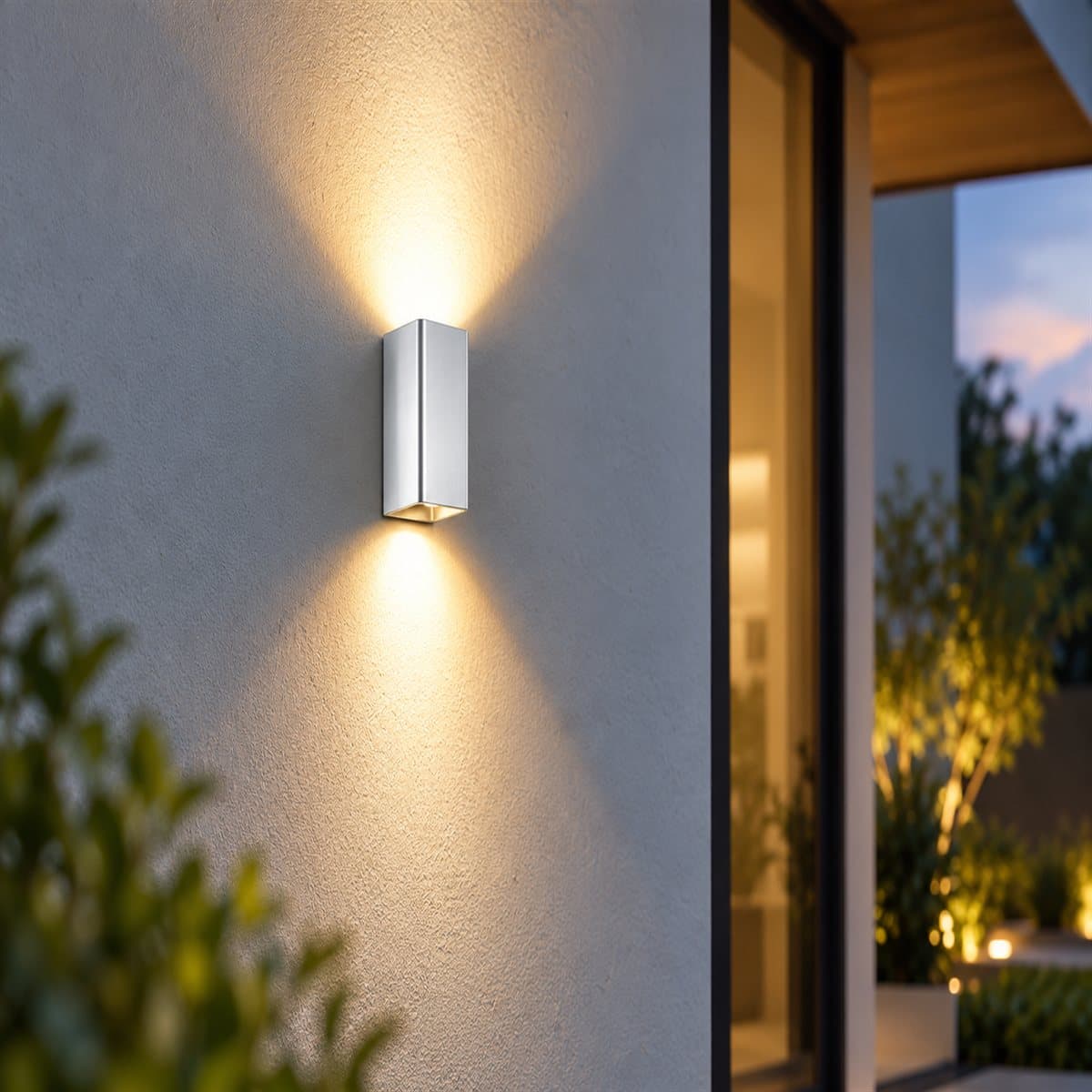 Đèn gắn tường ngoài trời LED NBL2851 Panasonic đã lắp đặt, đang chiếu sáng