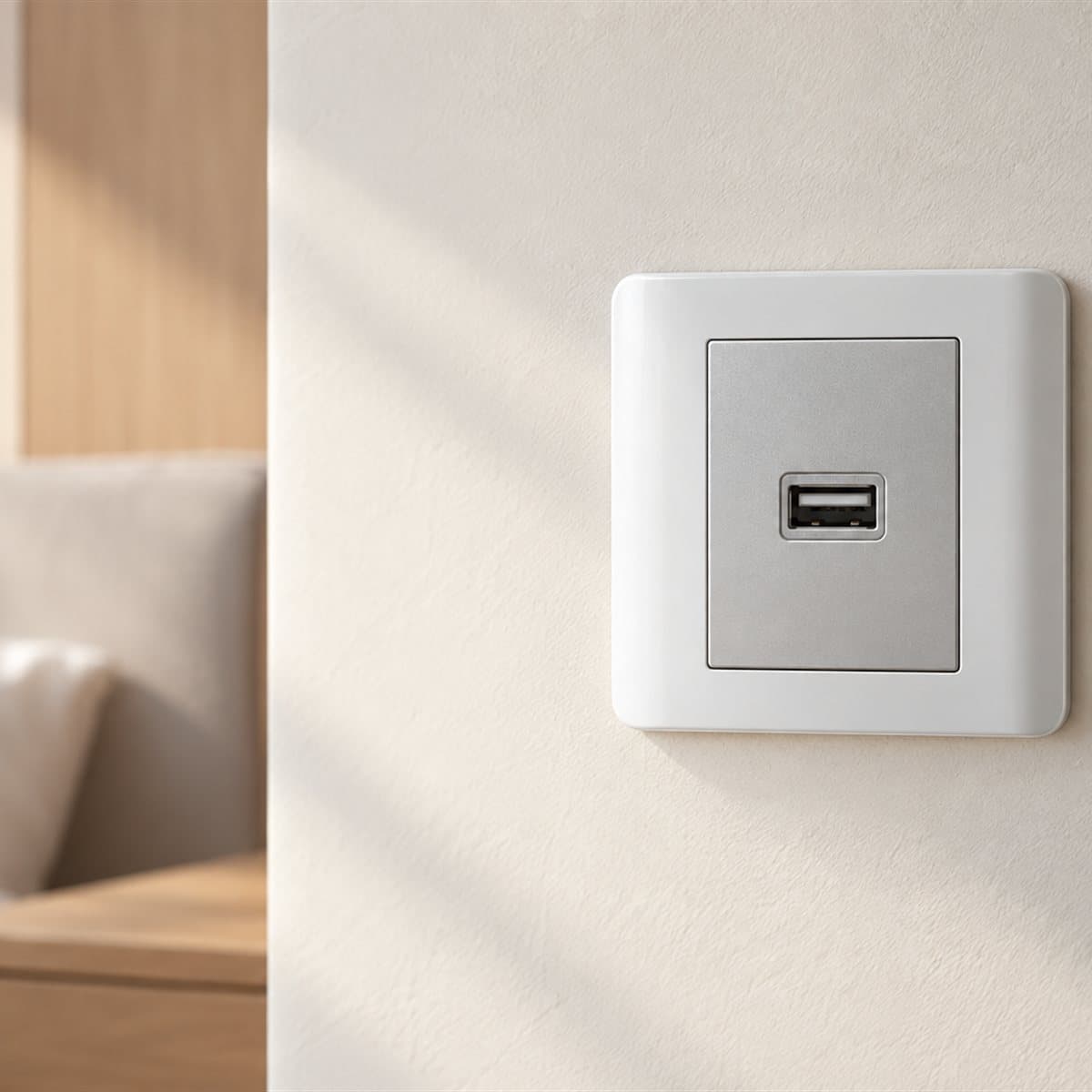 Ổ sạc USB đơn 2.1A ZENcelo Schneider đã lắp đặt trong nhà