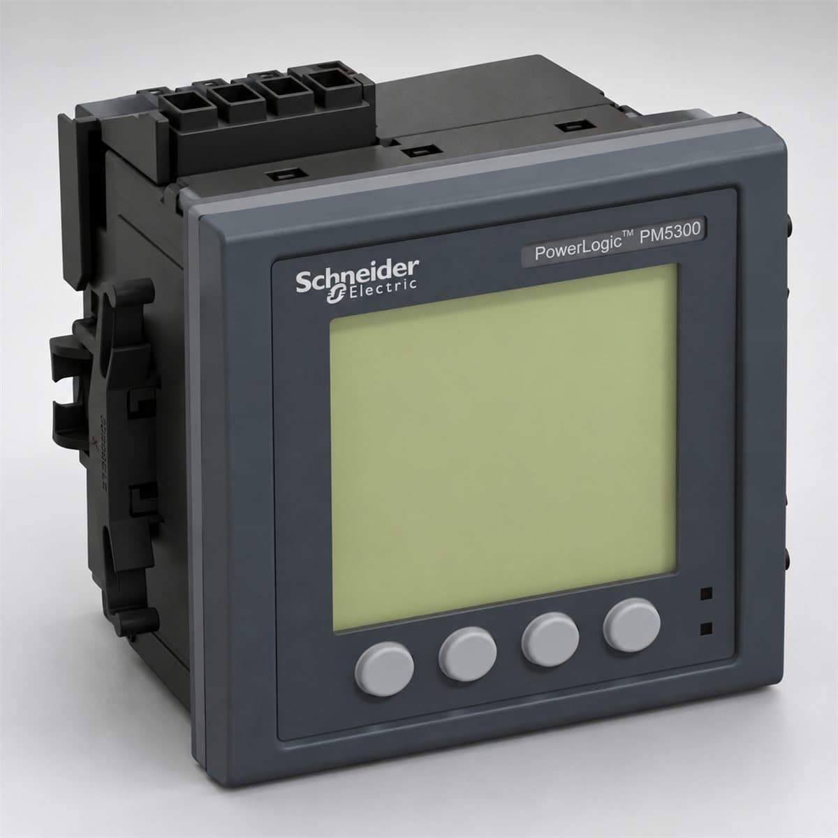 Đồng hồ đa năng PowerLogic PM5300 Schneider chụp góc nghiêng 3/4, thấy rõ mặt và cạnh bên