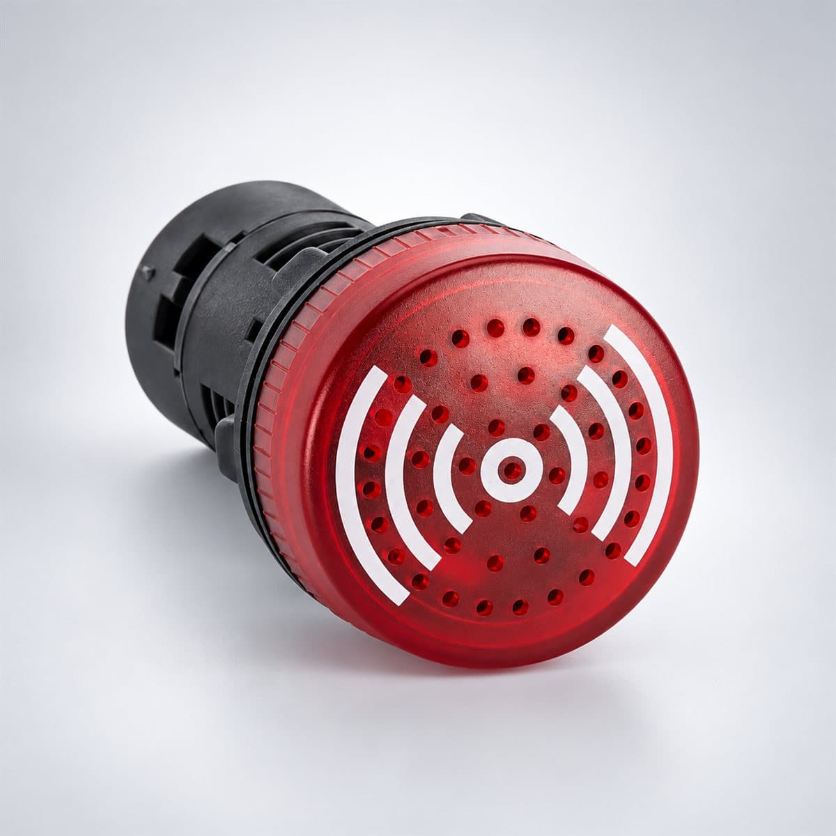 Còi báo có đèn Easy Harmony XB2 Schneider chụp góc nghiêng 3/4, thấy rõ mặt và cạnh bên