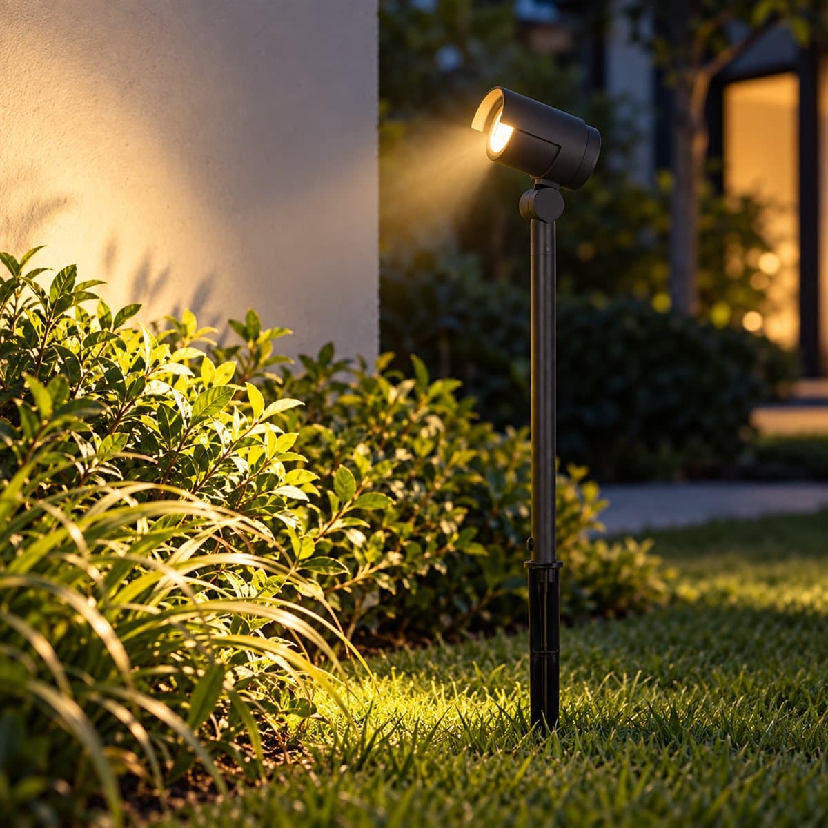 Đèn spotlight sân vườn LED NSP166 Panasonic đã lắp đặt, đang chiếu sáng
