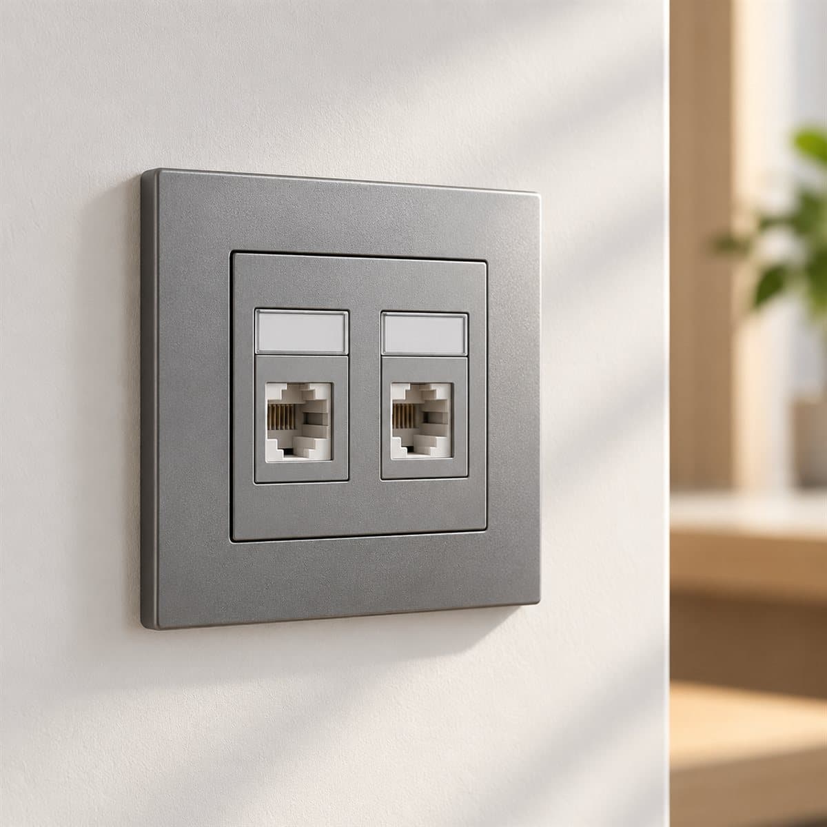 Ổ cắm mạng cat5e đôi Mallia Senses Legrand đã lắp đặt trong nhà