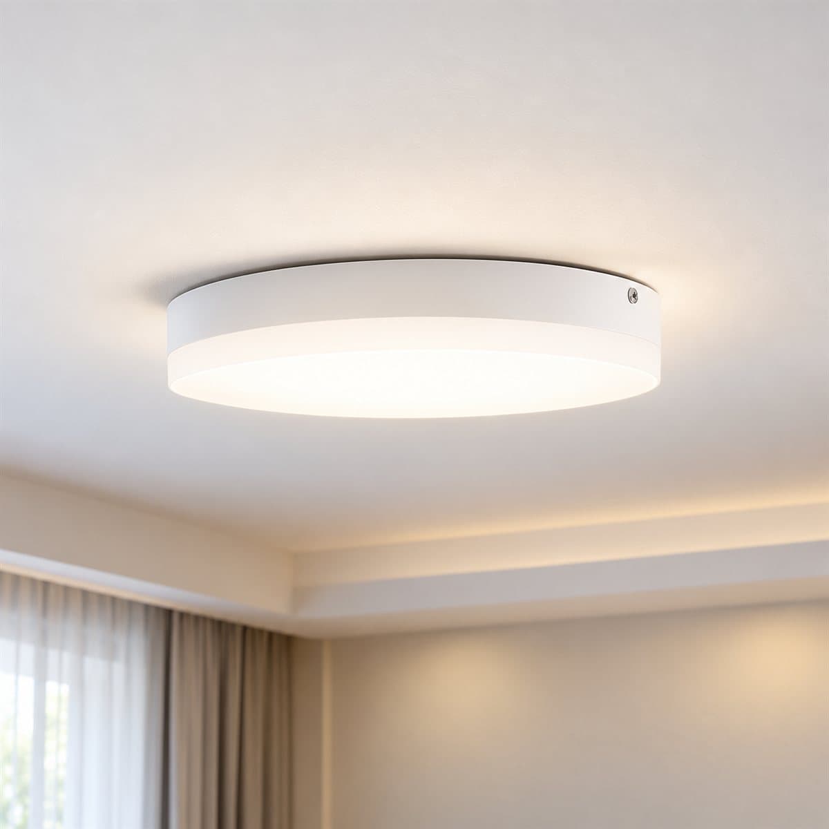 Đèn ốp nổi tràn viền Nancy tròn Panasonic đã lắp đặt, đang chiếu sáng