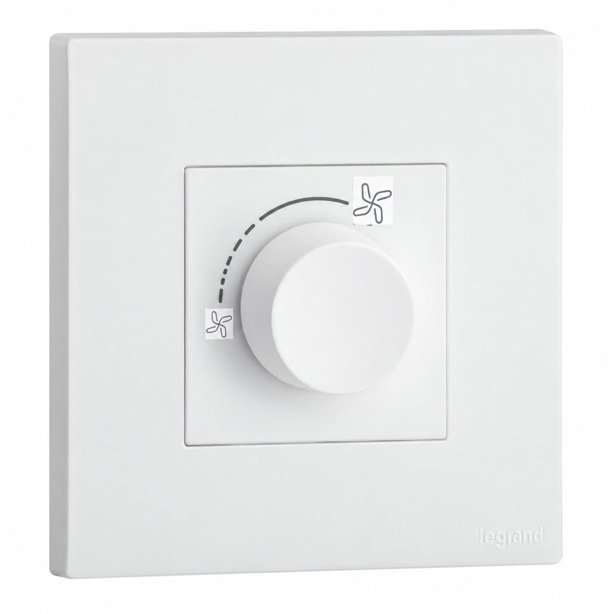 Điều chỉnh tốc độ quạt Obria Legrand trên nền trắng, ảnh sản phẩm chính diện
