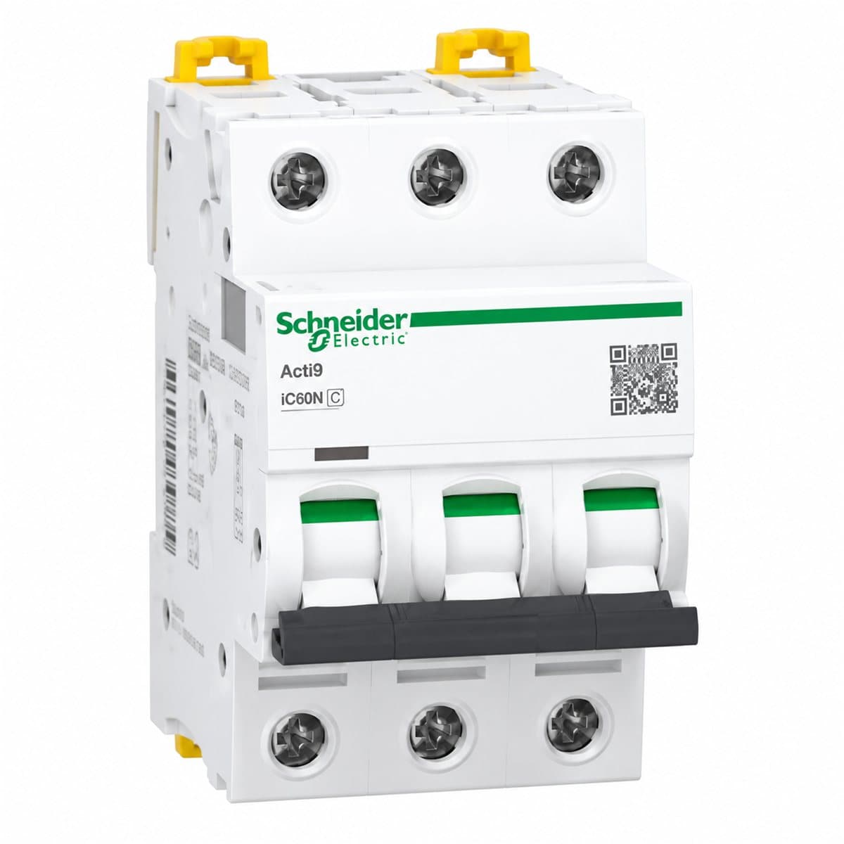 MCB Acti9 iC60N Schneider trên nền trắng, ảnh sản phẩm chính diện