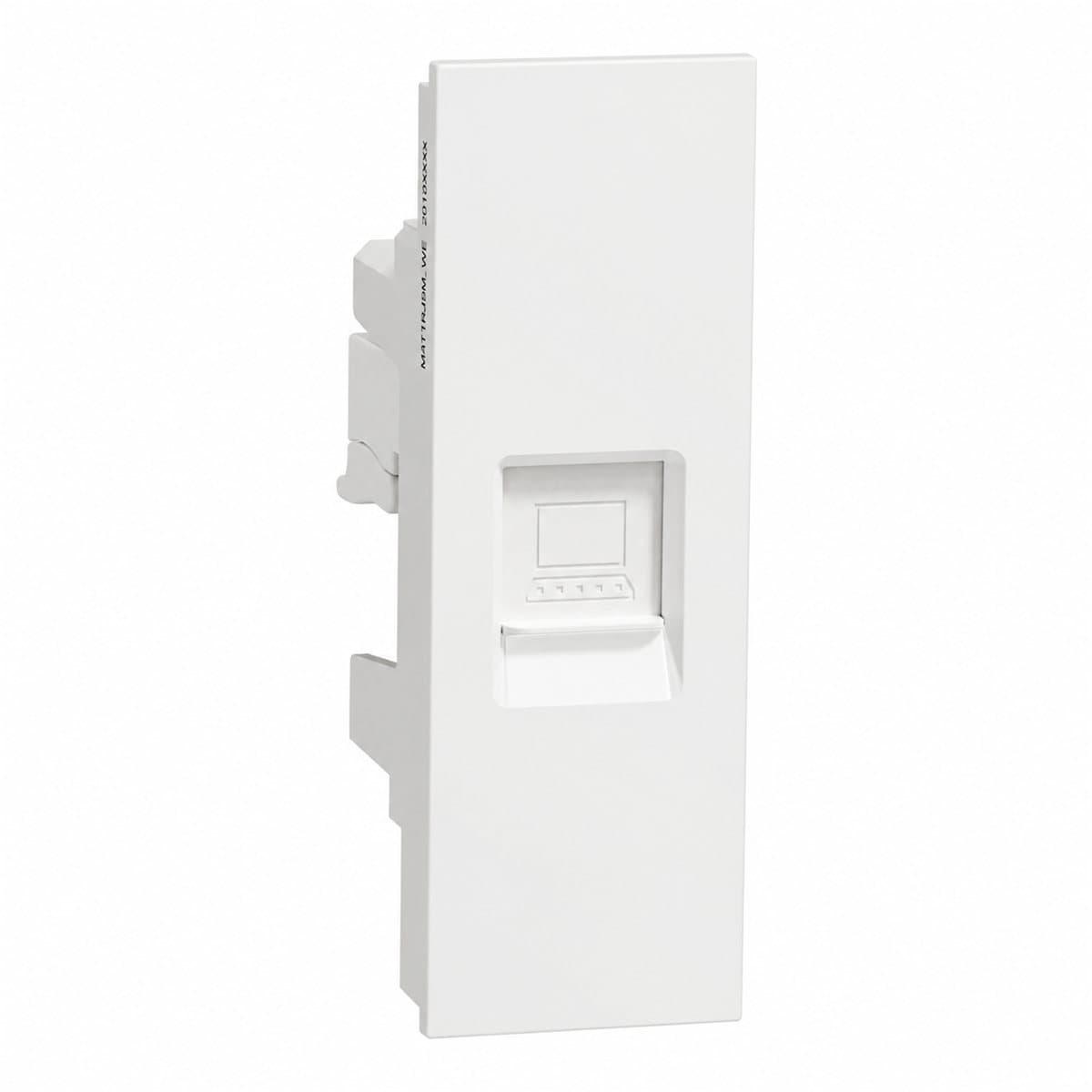 Ổ mạng RJ45 AvatarOn A Schneider trên nền trắng, ảnh sản phẩm chính diện
