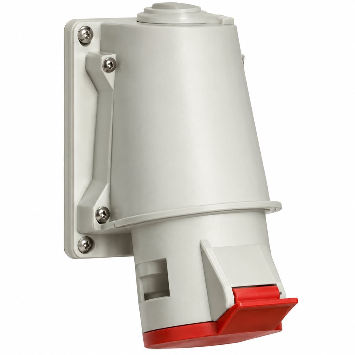 Ổ cắm gắn tường công nghiệp PK Schneider trên nền trắng, ảnh sản phẩm chính diện