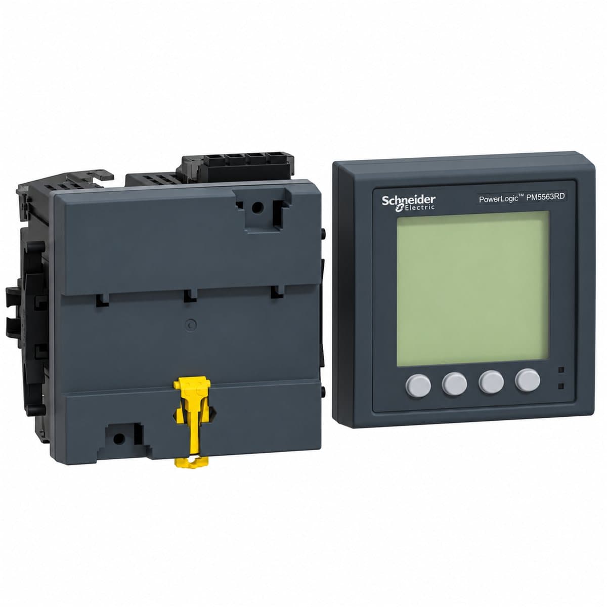 Đồng hồ đa năng PowerLogic PM5563RD Schneider trên nền trắng, ảnh sản phẩm chính diện