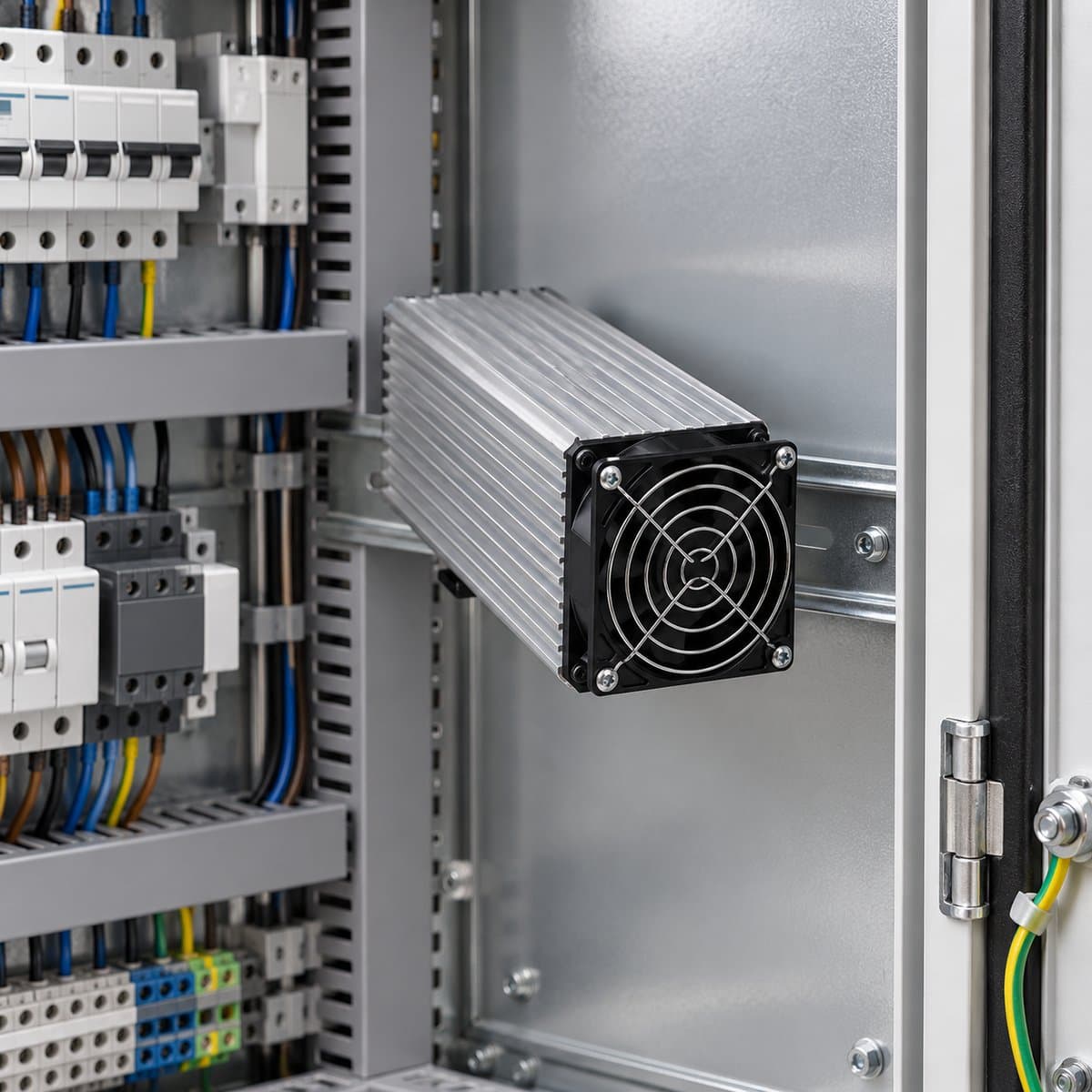 Điện trở sưởi có quạt Schneider đã lắp đặt trong nhà