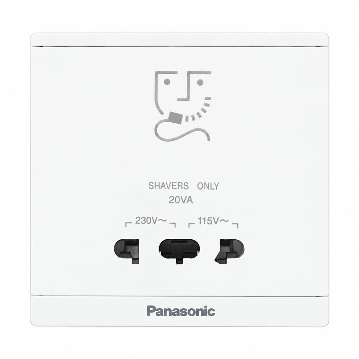 Ổ cắm máy cạo râu Moderva Panasonic trên nền trắng, ảnh sản phẩm chính diện