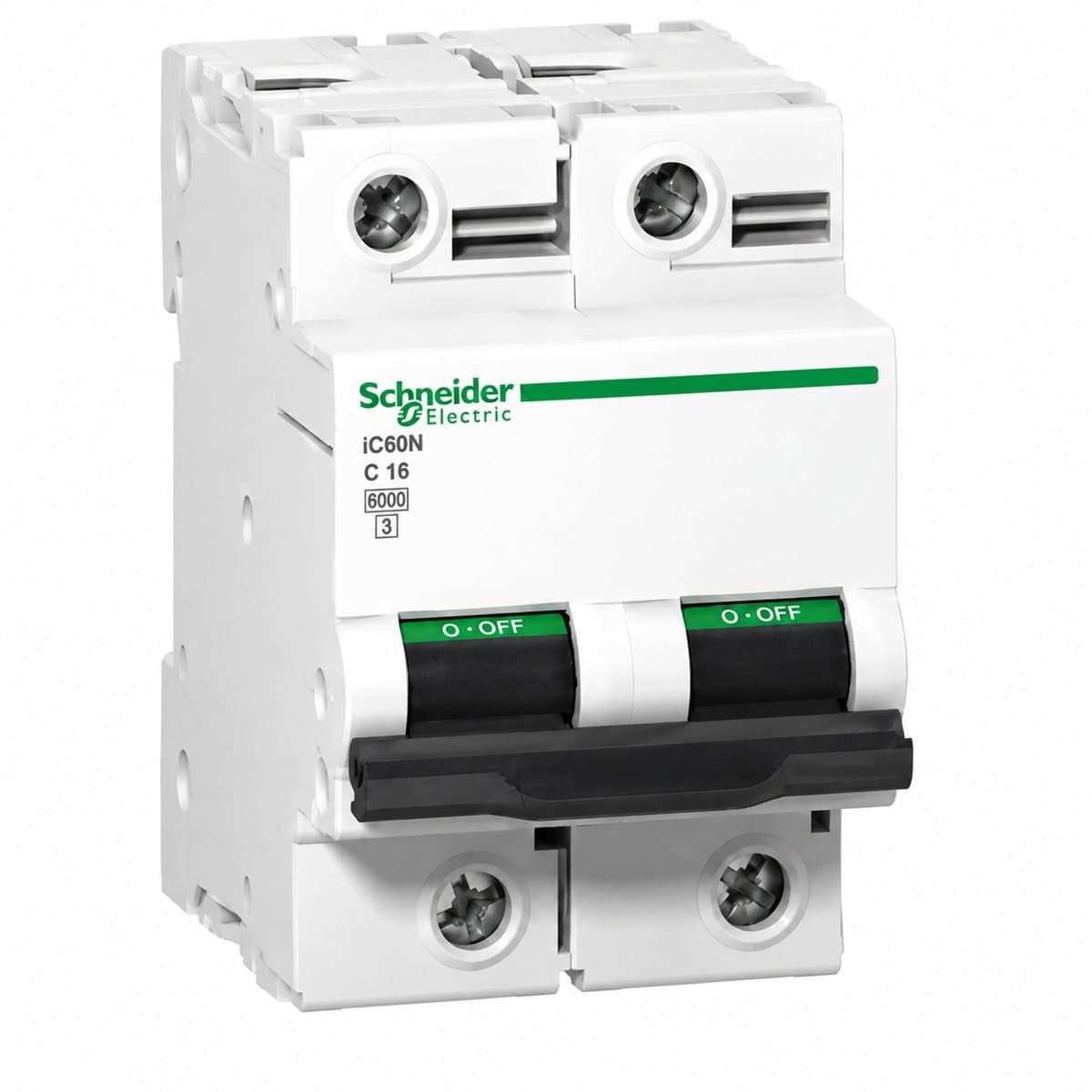 MCB Acti9 C120H Schneider trên nền trắng, ảnh sản phẩm chính diện