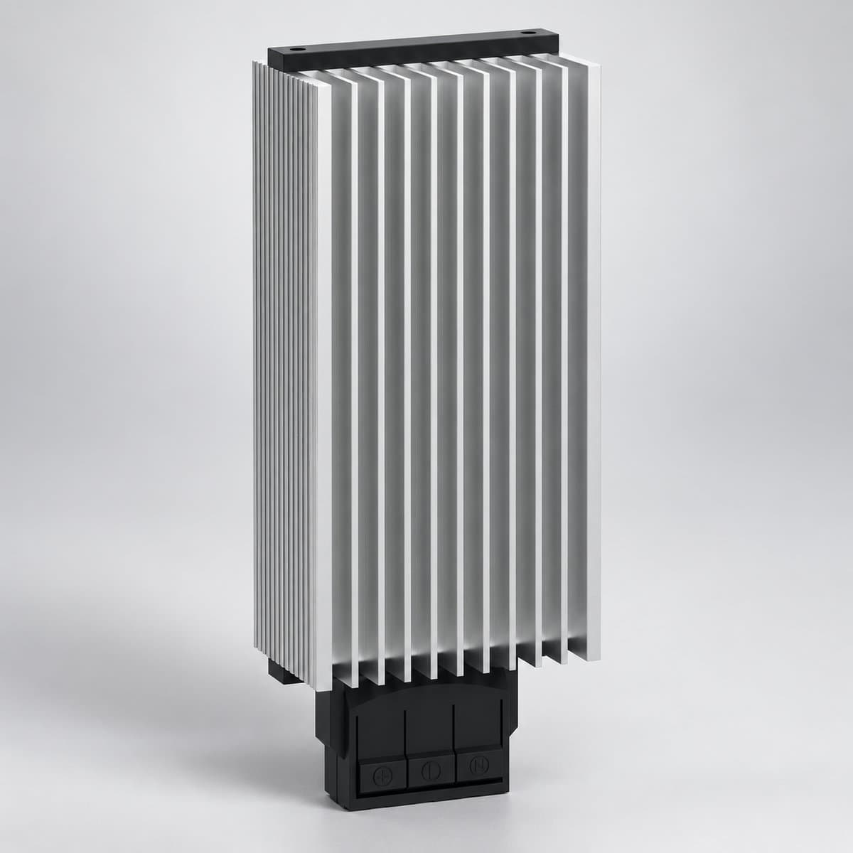 Điện trở sưởi tủ điện cầu đấu Schneider chụp góc nghiêng 3/4, thấy rõ mặt và cạnh bên