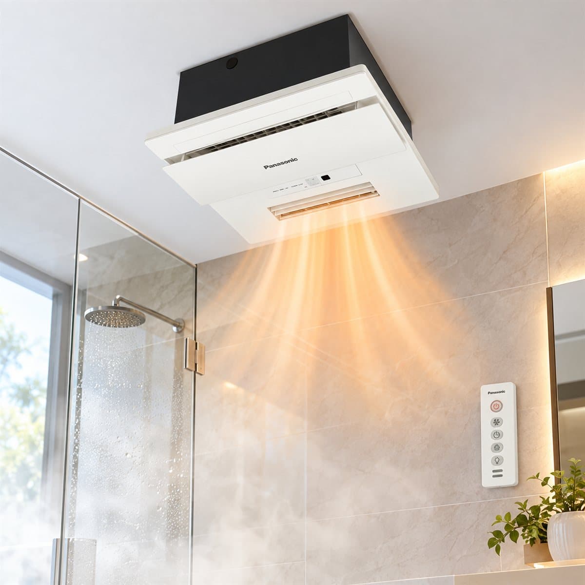Quạt hút sưởi thông gió, sưởi ấm, sấy khô, gió mát, remote Panasonic đã lắp đặt trong nhà