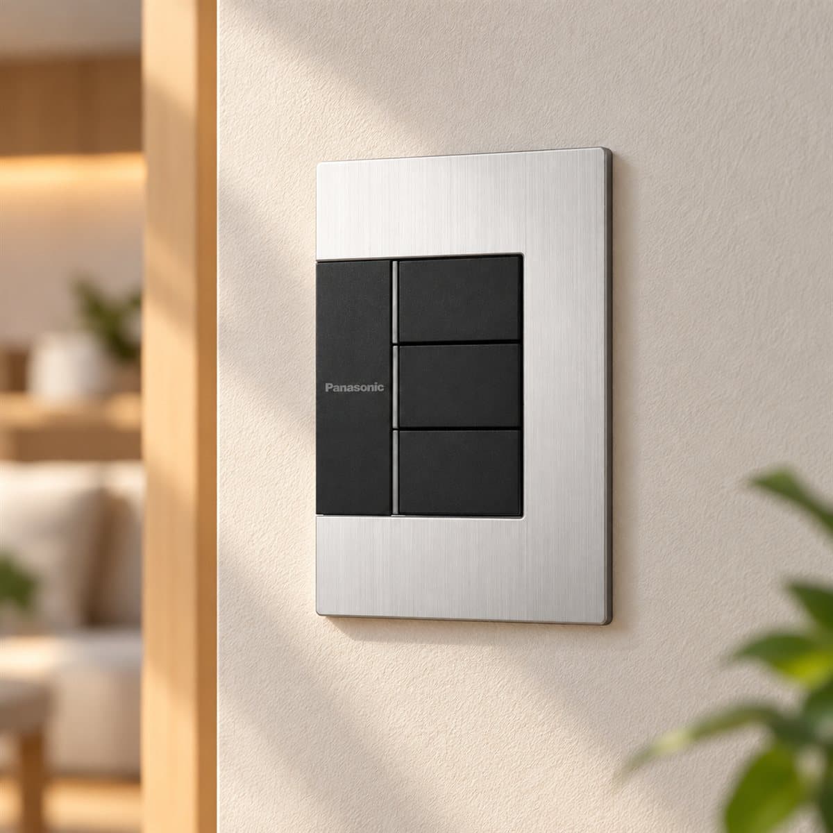 Bộ 3 công tắc có đèn báo Gen-X Panasonic đã lắp đặt trong nhà
