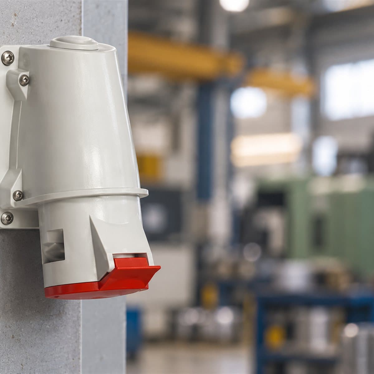 Ổ cắm gắn tường công nghiệp PK Schneider đã lắp đặt trong nhà