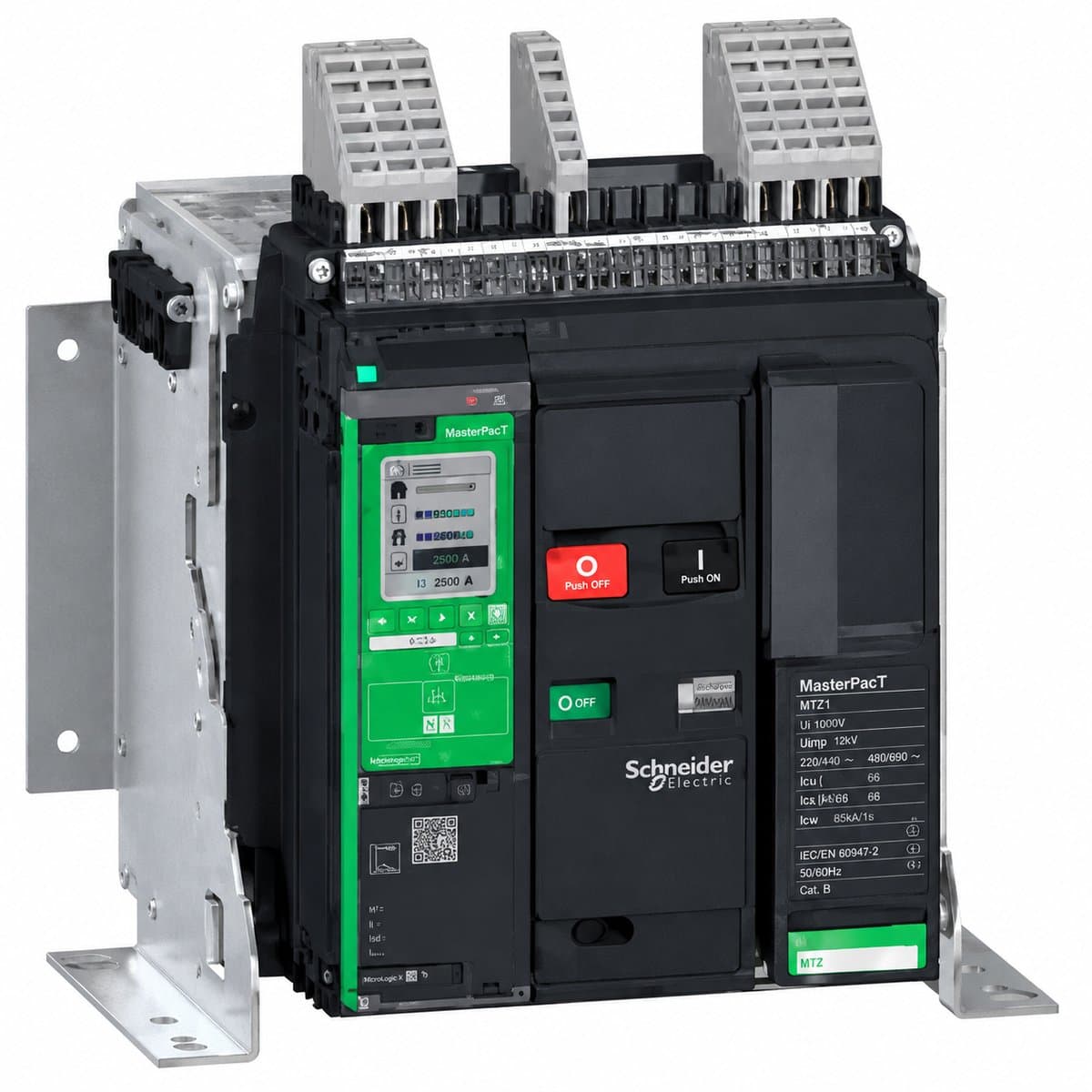 ACB MasterPacT MTZ1 630-1600A Schneider trên nền trắng, ảnh sản phẩm chính diện