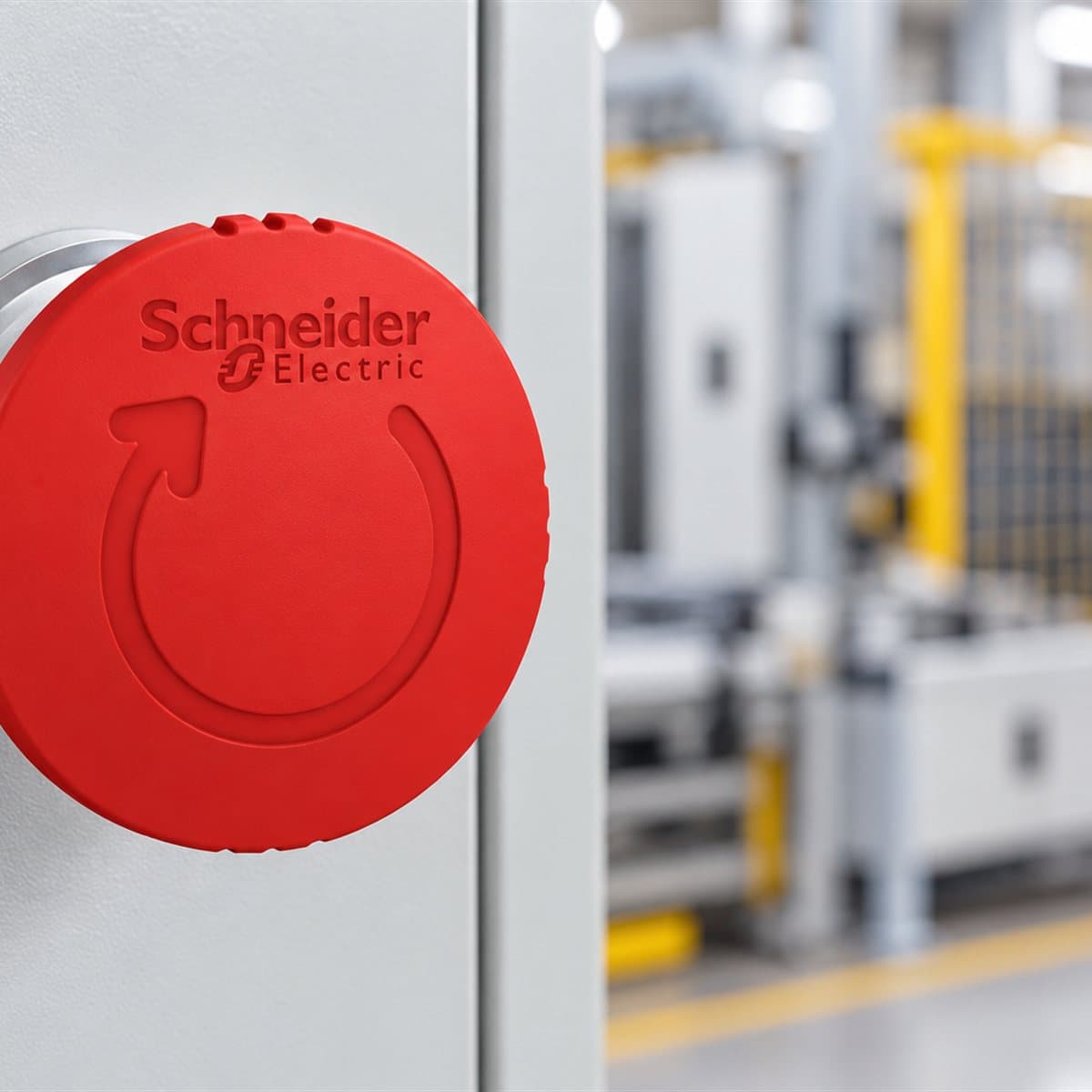 Đầu nút dừng khẩn xoay nhả Harmony XB4 Schneider đã lắp đặt trong nhà