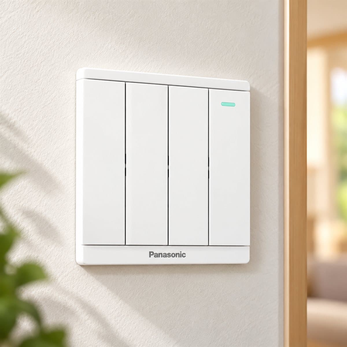 Bộ 4 công tắc B, 1 chiều, dạ quang Moderva Panasonic đã lắp đặt trong nhà