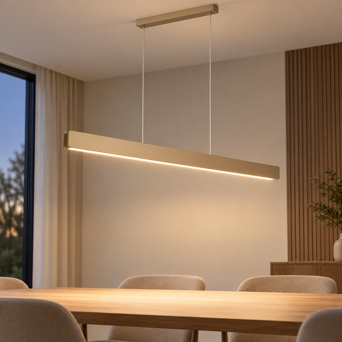 Đèn thả Hera 40W Tunable white Lumi đã lắp đặt, đang chiếu sáng