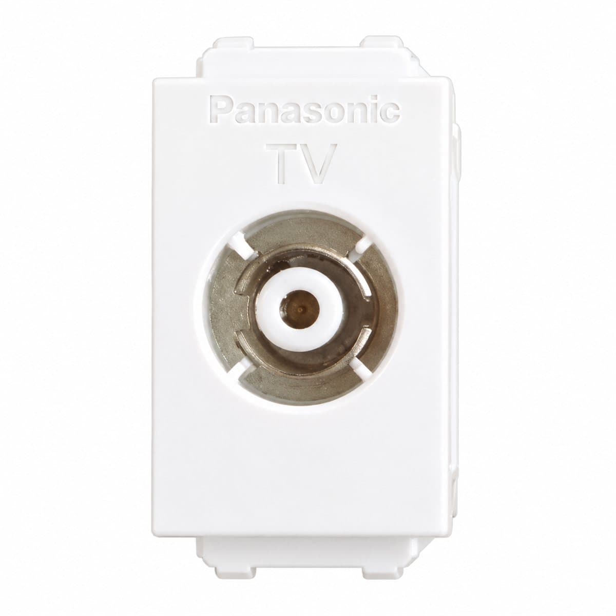 Ổ cắm anten TiVi, 75 Ohm Halumie Panasonic trên nền trắng, ảnh sản phẩm chính diện