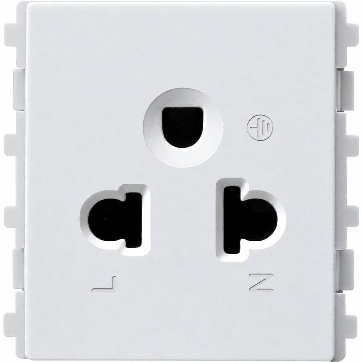 Ổ cắm đơn 3 chấu ZENcelo A Schneider trên nền trắng, ảnh sản phẩm chính diện