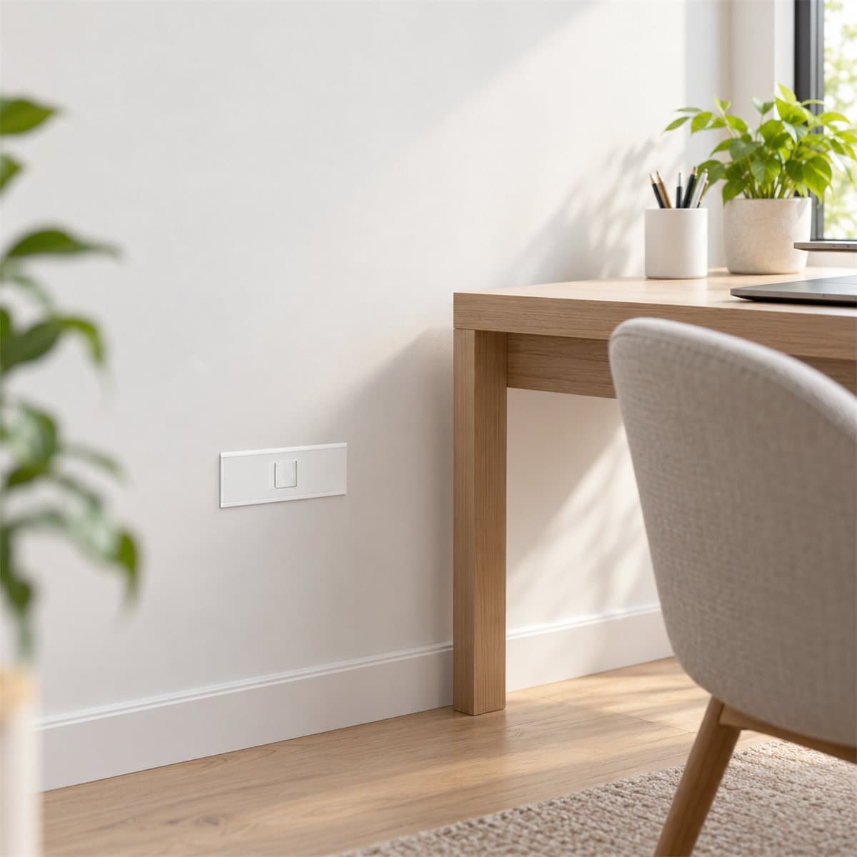 Ổ cắm điện thoại AvatarOn A Schneider đã lắp đặt trong nhà