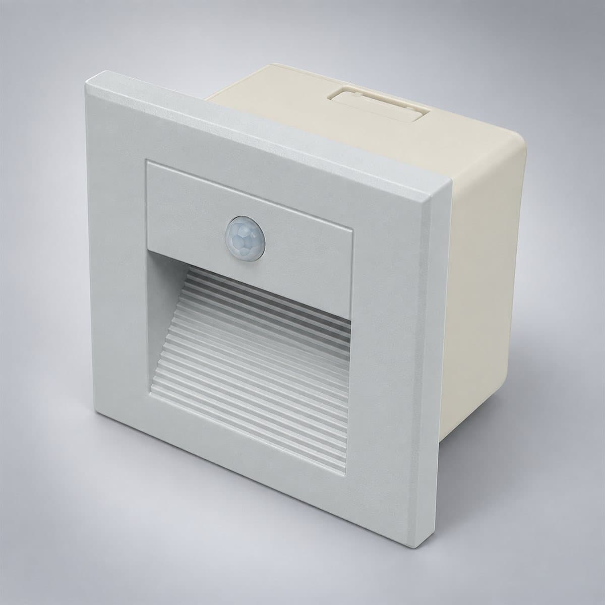 Đèn lối đi Stella lắp âm Panasonic chụp góc nghiêng 3/4, thấy rõ thân và cạnh bên