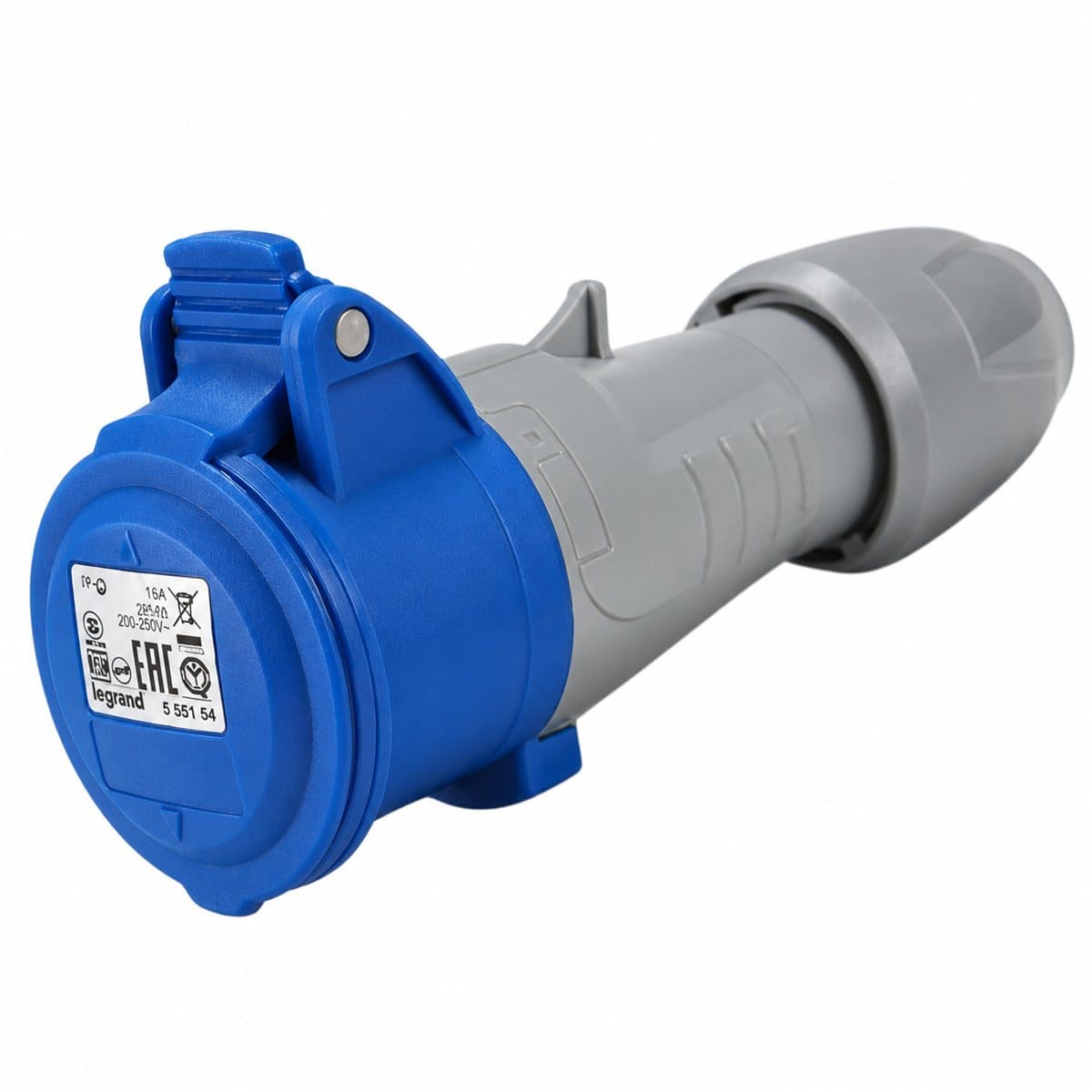 Ổ cắm nối công nghiệp P17 Tempra Pro IP44 Legrand trên nền trắng, ảnh sản phẩm chính diện