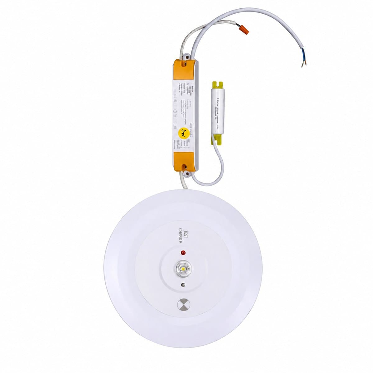 Đèn LED downlight chiếu sáng khẩn cấp Panasonic trên nền trắng, ảnh sản phẩm chính diện