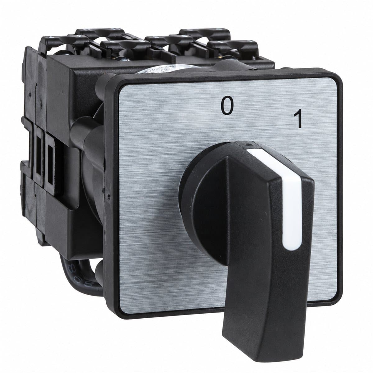 Công tắc cam Harmony K1 12A đế 45x45mm Schneider trên nền trắng, ảnh sản phẩm chính diện