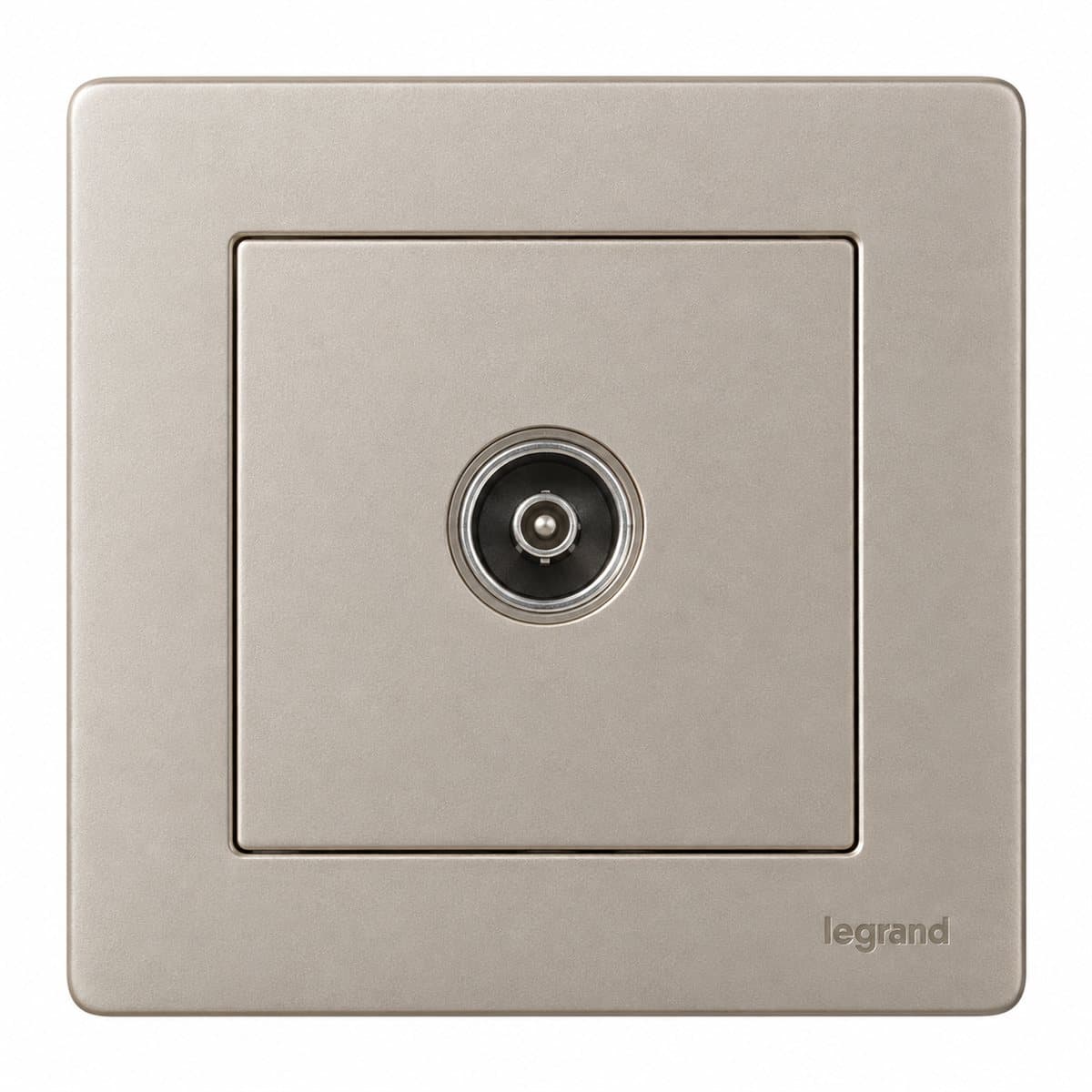 Ổ cắm TV Obria Legrand trên nền trắng, ảnh sản phẩm chính diện