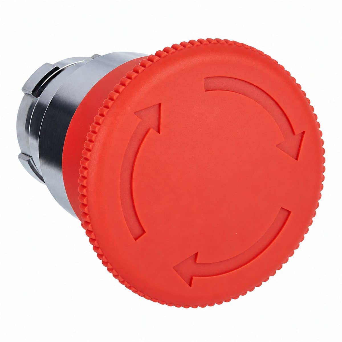Đầu nút dừng khẩn xoay nhả Easy Harmony XB2 Schneider trên nền trắng, ảnh sản phẩm chính diện