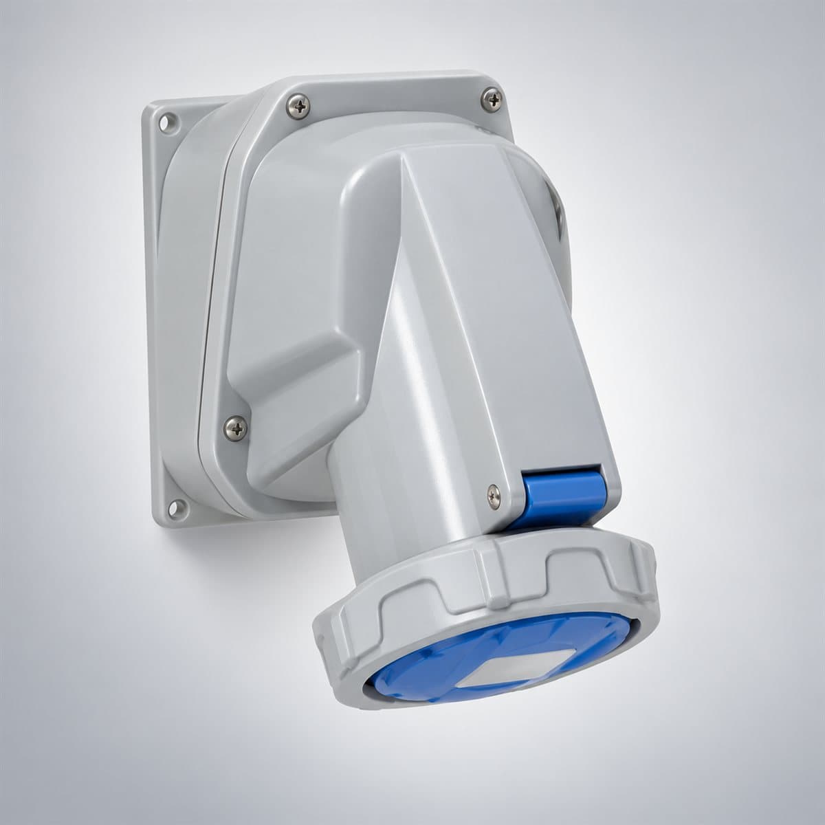 Ổ cắm gắn âm công nghiệp P17 Tempra Pro IP67 Legrand chụp góc nghiêng 3/4, thấy rõ mặt và cạnh bên