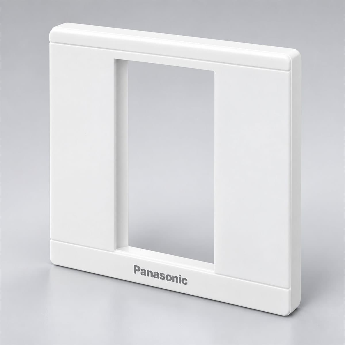 Mặt vuông dùng cho 3 thiết bị Moderva Panasonic chụp góc nghiêng 3/4, thấy rõ mặt và cạnh bên