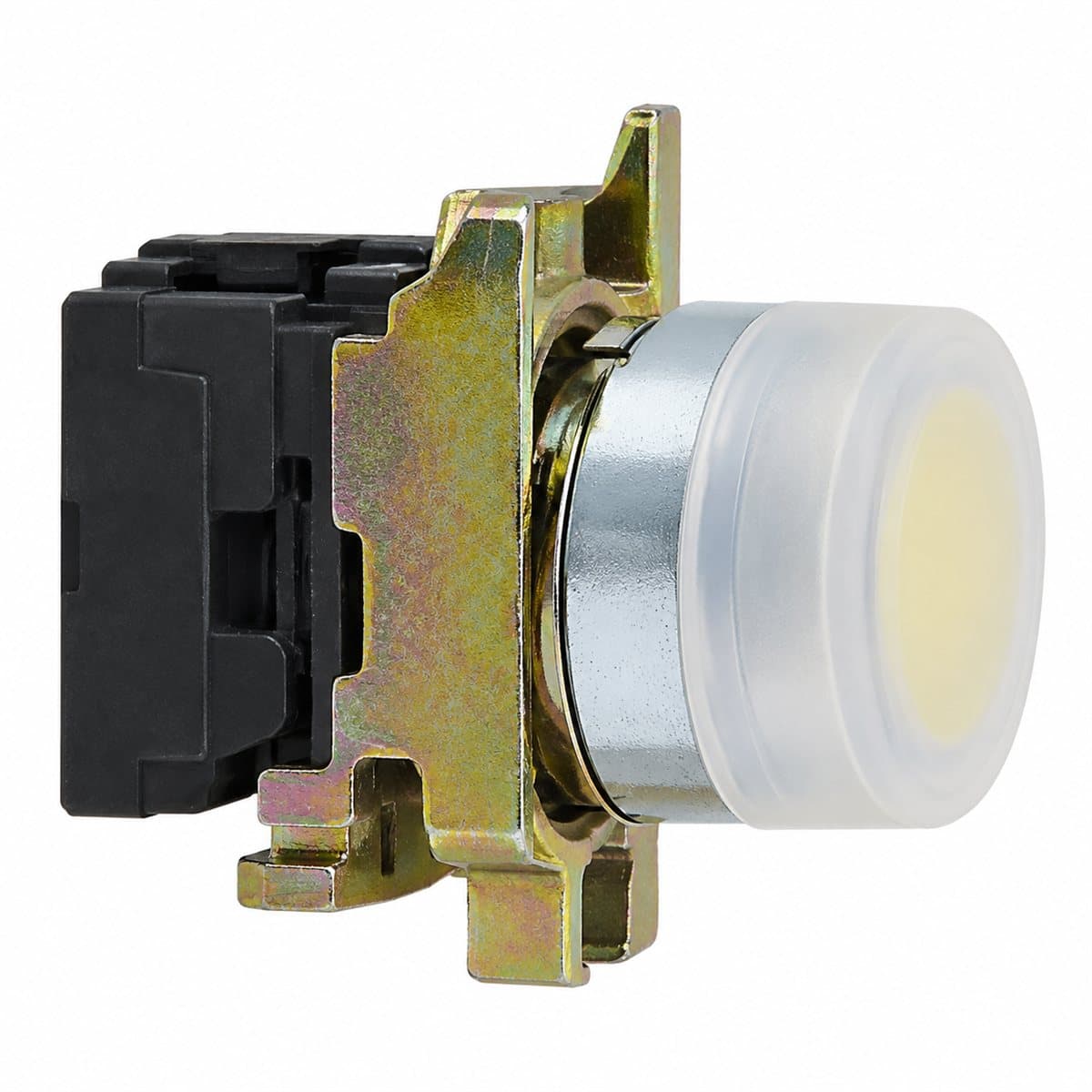 Đầu nút nhấn phẳng chụp silicon Harmony XB4 Schneider trên nền trắng, ảnh sản phẩm chính diện