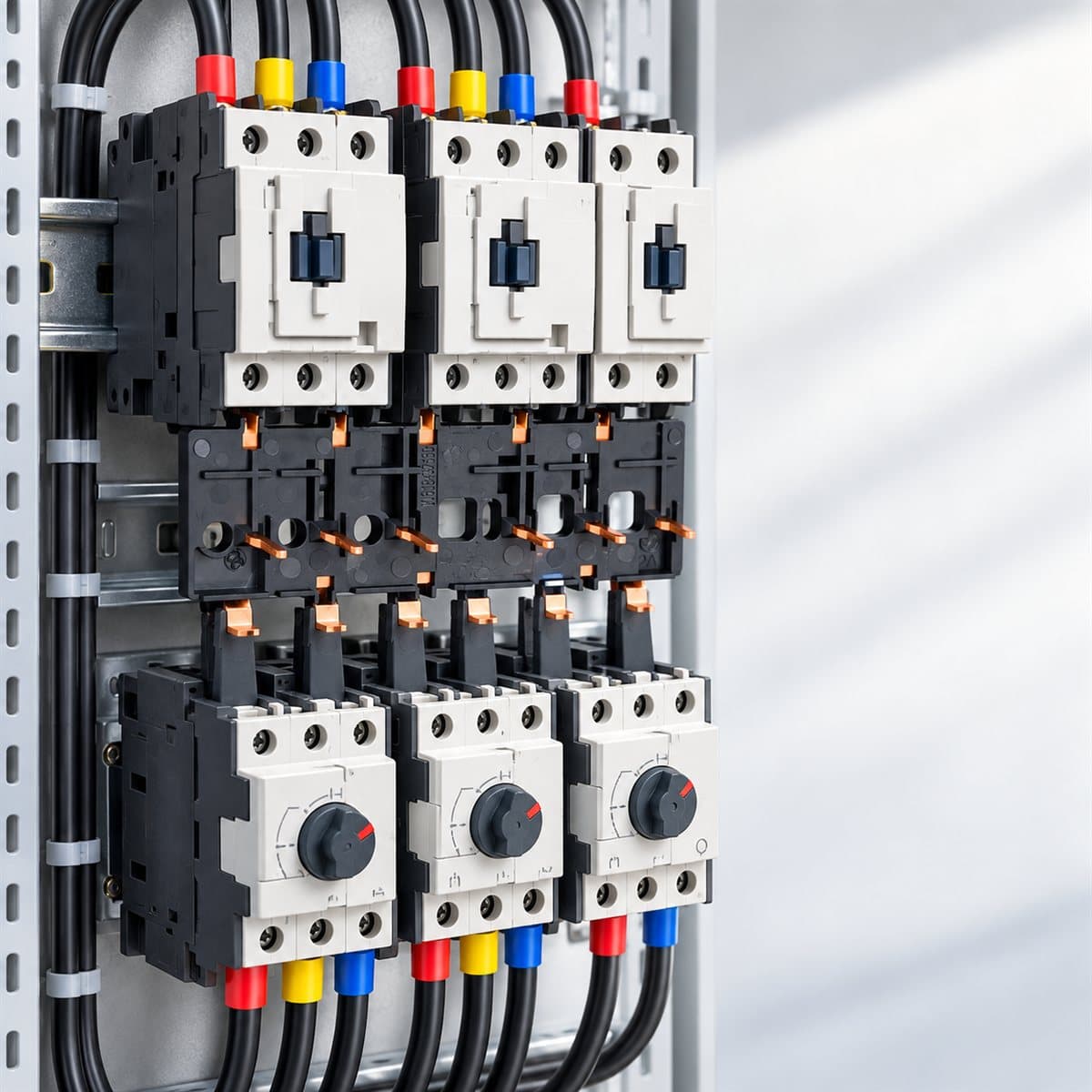 Bộ lắp contactor đảo chiều TeSys LC1D Schneider đã lắp đặt trong nhà