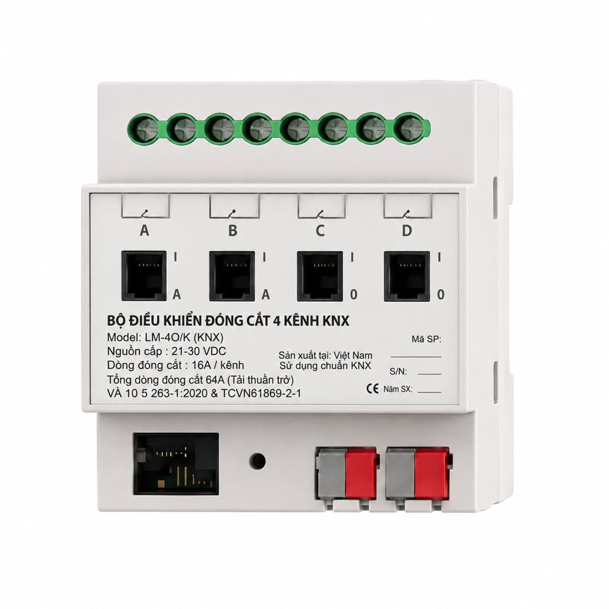 Bộ điều khiển đóng cắt 4 kênh KNX Luka