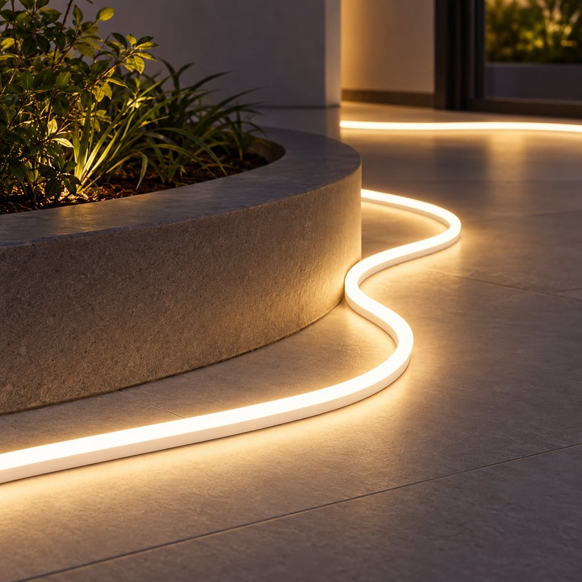 Đèn LED dây neon DC24V NSTS1010 Panasonic đã lắp đặt, đang chiếu sáng