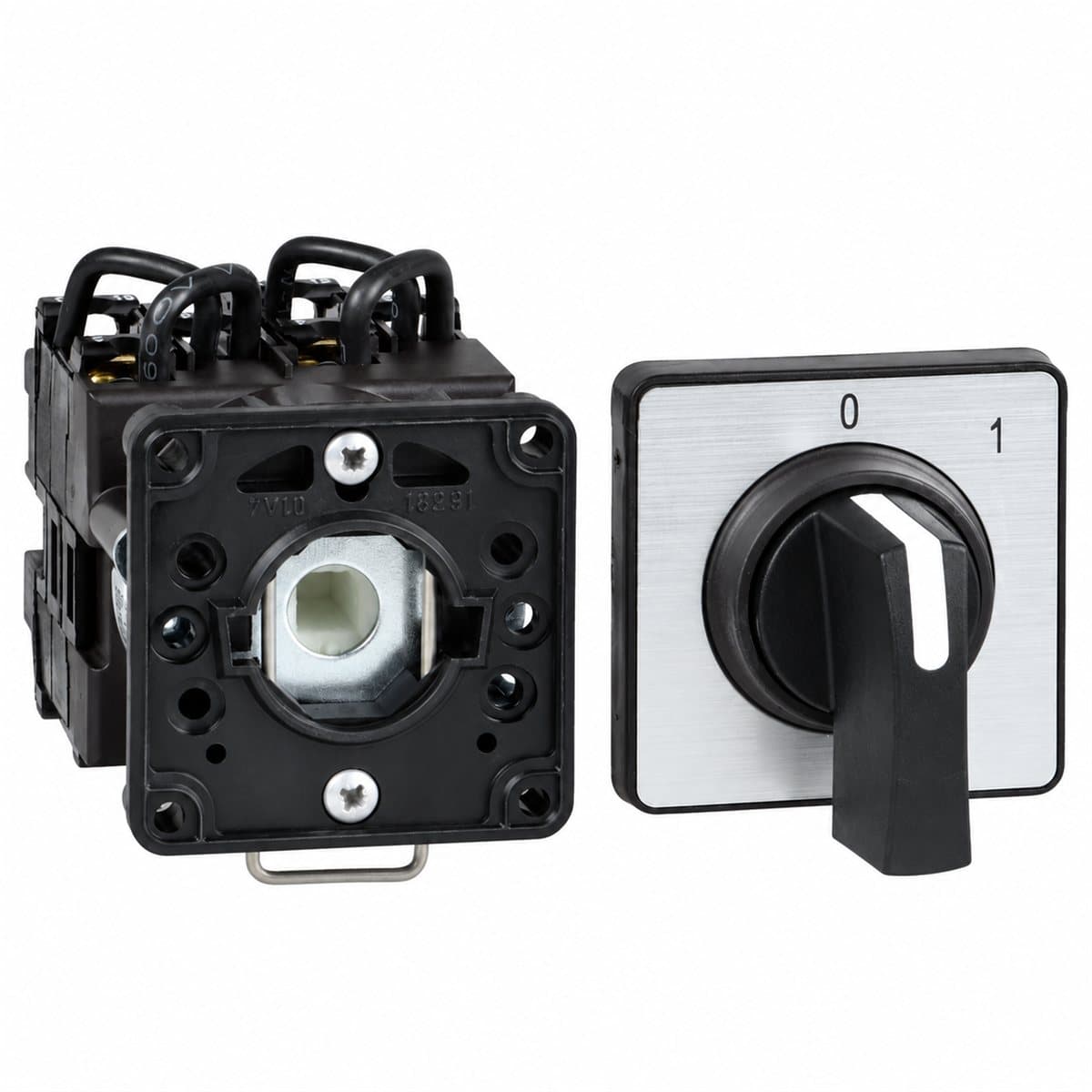 Công tắc cam Harmony K1 12A lắp lỗ Ø22 Schneider trên nền trắng, ảnh sản phẩm chính diện