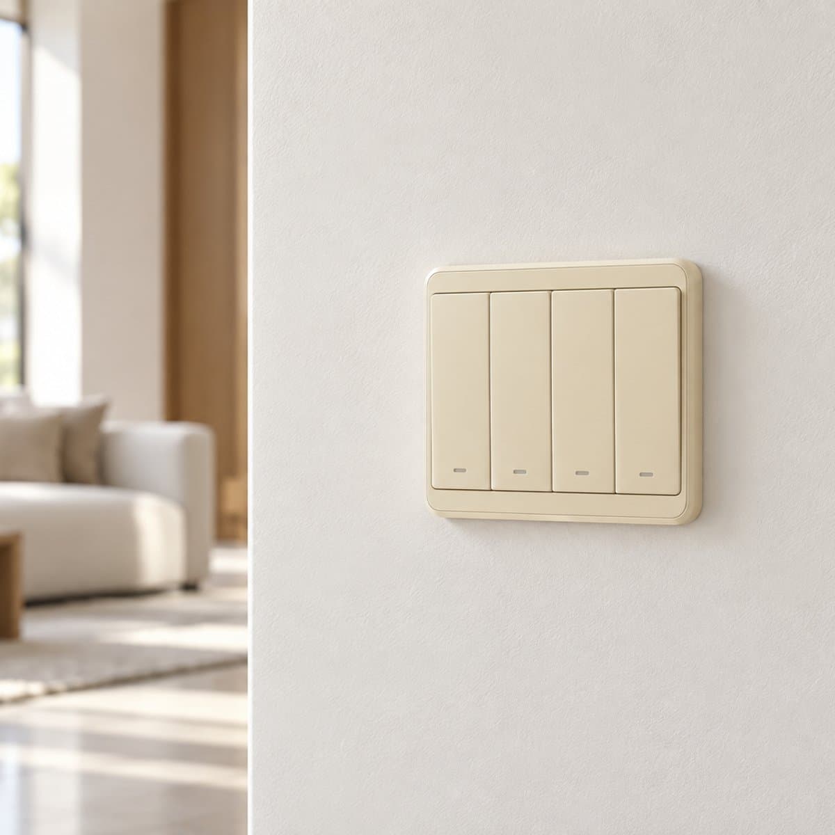 Công tắc bốn 16AX có LED AvatarOn Schneider đã lắp đặt trong nhà